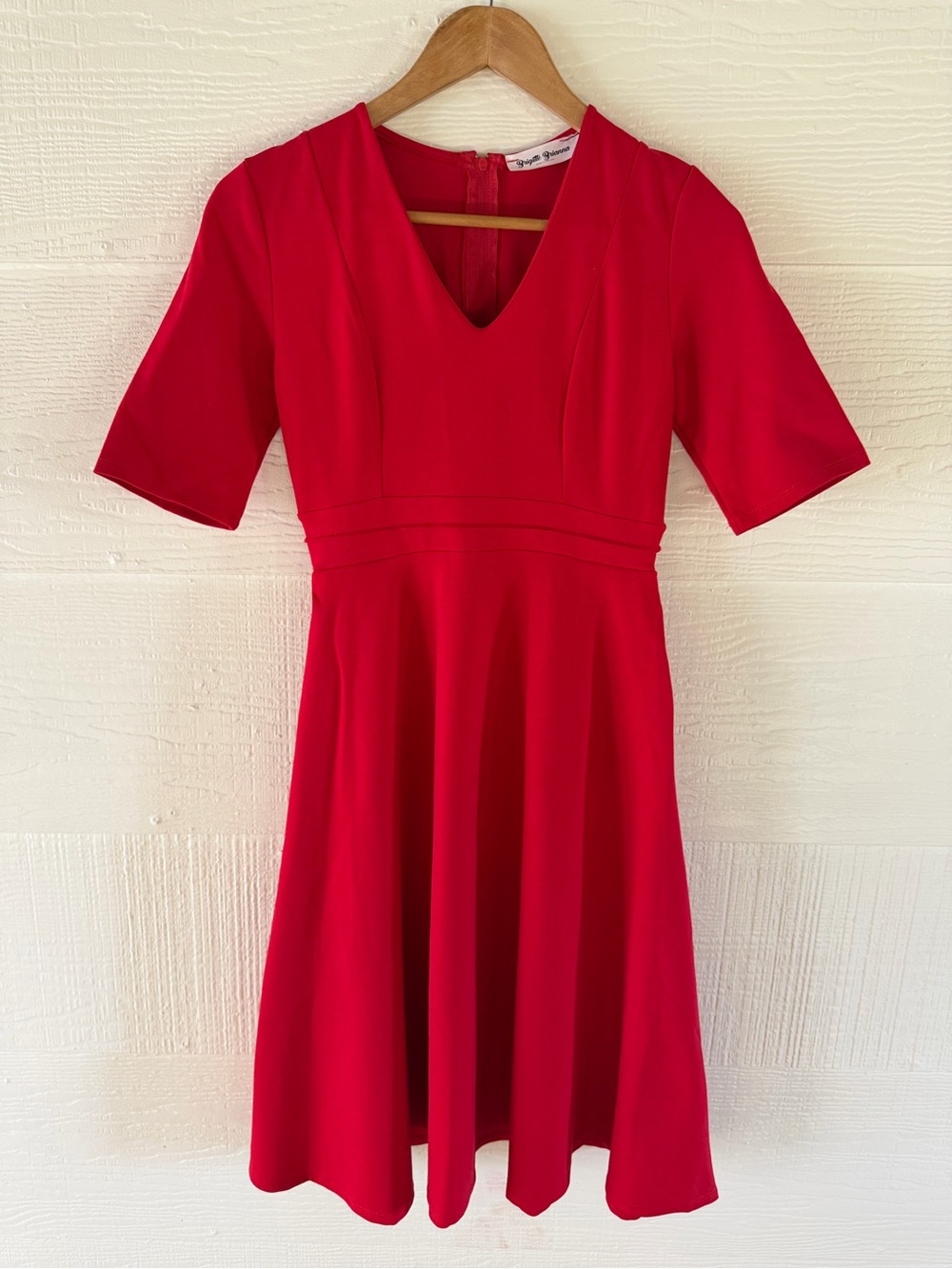 Brigitte Brianna Red Fit & Flare Dress with Pockets Size Small